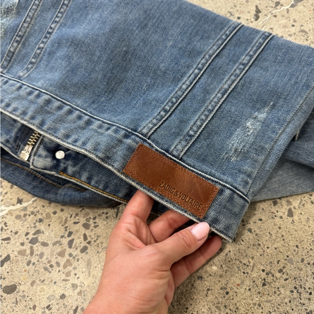 Zadig & Voltaire Kioky Denim Jean Jacket - Size XS - EUC - Medium Blue Wash - Picture 9 of 10